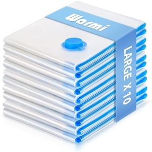 Warmi 10 Large Vacuum Storage Bags With No Pump (60x80cm) - Vacuum Sealer Bags for Clothes Storage, Blanket, Duvets, Pillows, Comforters, Home Storage & Organisation