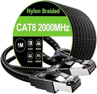 Cat8 Ethernet Cable 1m 2m 3m 5m 10m 15m 20m 30m Internet Network Cable,High Speed 40Gbps 2000MHz Gigabit S/FTP LAN Patch Cable,RJ45 Connector for PS5,Router,Gaming,Faster Than Cat5e/Cat6a/Cat7(1m)