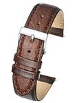 ALPINE INTERNATIONAL Soft Stitched Semi Padded Genuine Leather Buffalo Grain Watch Strap in Extra Long Length for Wider Wrists ONLY- Brown - 26 mm (Watch Band fits Wrist Sizes 7 1/2 to 9 inch)