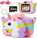 HOVIN Children's Camera 1080P Horse (Colourful) Children's Camera 2.0 Inch Screen Camera Kids Selfie Digital Camera with 32GB Card