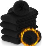 Merino Wool Socks for Womens Thermal Winter Hiking Thick Warm Crew Cozy Comfy Work Gifts Stocking Stuffers for Womens Socks 5 Pairs (Plain Black)