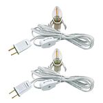 MEILUX 2 Pack Accessory Cord with LED Light Bulbs - White Cord with On/Off Switch Plugs - C7 LED Night Bulb Warm White with Spare Fuse for Holiday and Craft Village House Decoration