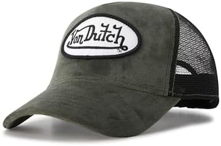 Von Dutch Unisex Trucker Hat - Velvet Curved Bill Mesh Back Retro Classic Adjustable Snapback Baseball Cap for Men and Women, Size One Size, Olive