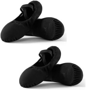 Dance Ballet Shoes for Girl Stretch Canvas Performa Dance Slippers Split Sole for Girls, Size 1.5, Black, 2pcs