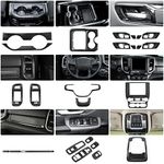 SQQP 27Pcs Interior Trim Kit Cover Compatible with 2018-2023 Dodge RAM 1500 4-Door,Cup Holder Door Handle Dashboard Panel Roof Reading Light Side Outlet Cover Trim(Carbon Fiber)