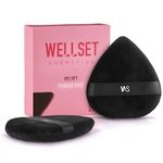 WELLSET Powder Puff Face Triangle Velvet | 2 Pack LARGE Makeup - Soft Teardrop Powder Face Sponge - Reusable for Loose Powder Cosmetic Dry Flawless Application Makeup