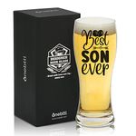 Onebttl Son Gifts, Beer Glass Mug for Son, Birthday Graduation Love Care Adulthood, from Dad Father Mom Mother Friends, 15oz/440ml - Best Son Ever