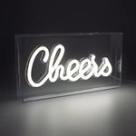 Global Gizmos Neon Signs/Acrylic Box Lights/Energy Efficient LED Lights/USB Powered / 3 Unique Designs (Cheers)