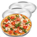 12 Inch Pizza Pan Set, 3 Pcs P&P CHEF Stainless Steel Round Baking Pizza Pans Pizza Tray for Pizza, Pie, Cake, Cookie, Non-Toxic & Healthy, Heavy Duty & Durable, Oven & Dishwasher Safe