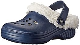 DAWGS Toddlers' Fleece Navy with White Indoor Outdoor Fluffy Clogs Slippers 7-8 M US Toddler