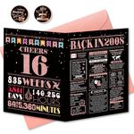 16th Birthday Card, Sweet 16th Birthday Decorations for Girls, 16th Birthday Gifts for Daughter, Jumbo Birthday Cards for 16 Year Old Granddaughter, Funny Back in 2007 Birthday Card, Rose Gold