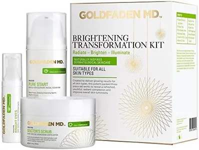 GOLDFADEN MD Brightening Transformation Kit | Advanced Skin Care Regime For Face | Includes Doctors Scrub Microdermabrasion Exfoliator, Pure Start Cleanser & Bright Eyes Eye Cream | 3 Pc Set