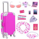 ZITA ELEMENT 16 Pcs American 18 Inch Doll Suitcase Set for Girl 18 Inch Doll Travel Carrier Storage, Include Luggage Pillow Sunglasses Camera Computer Cell Phone Pad,ect