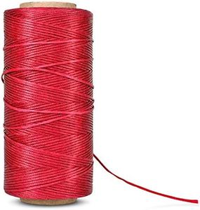 Flat Waxed Thread (Red) - 284Yard 1mm 150D Wax String Cord Sewing Craft Tool Portable for DIY Handicraft Leather Products Beading Hand Stitching