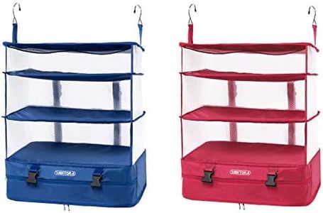 TABITORA Portable Hanging Travel Shelves Bag Packing Cube Organizer Suitcase Storage Large Capacity rose+blue XL