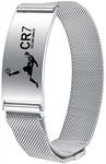 GAUEIOUR CR7 Bracelet,Sports Football Size 7 Boys' Bracelet,Football Fan Commemorative Bracelet, Stainless Steel Magnetic Adjustable Length Strap Bracelet