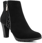 LONDON FOG Womens Beelize Ankle Bootie Heeled Ankle Boot, Black, 9