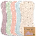 5-Pack Muslin Burp Cloths for Baby Boys and Girls - Organic Baby Burp Cloth, Bamboo Viscose Cotton Baby Washcloths, Burp Rags, Large Neutral Burp Clothes for Newborn (Blooms)