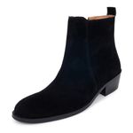 LOZANO Suede Leather Black Chelsea Boots for Men with Zip Fastening | High Ankle Boots, Soft Cushioned Insole, Slip-Resistance