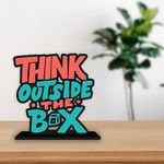 Art Vibes Wooden Idols And Figurine Think Outside The Box Quotes Table Decoration For Office Desk | Home Decor Item | Living Room | Modern Art Wood Showpiece Gift Items (Sp_1156)