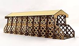 War World Scenics Single Track Natural MDF Lattice Bridge with Tunnel 400mm – OO/HO Gauge Scale Model Railway Diorama Modelling Layout Scenery Landscape Rail Structure