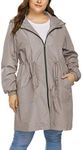 IN'VOLAND Women's Rain Jacket Plus Size Long Raincoat Lightweight Hooded Windbreaker Waterproof Jackets with Pockets