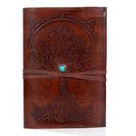 Tree of Life Handmade Leather Journal Refillable Unined Paper Leather Journal/Writing Notebook Diary/Bound Daily Notepad for Men & Women Medium, Writing pad Gift for Artist, Sketch