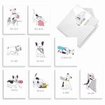 The Best Card Company - 20 Boxed Dog Cards with Envelopes (4 x 5.12 Inch) - Blank Assortment (10 Designs, 2 Each) - Mischief Dogs AM9168OCB-B2x10