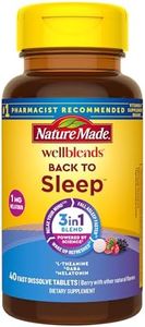 Nature Made Wellblends Back To Sleep, Lower Dose Melatonin 1 mg, L theanine 100 mg and GABA 100mg, Sleep Supplement, 40 Fast Dissolve Tablets