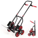 RedSwing Stair Climbing Hand Truck Dolly,Heavy Duty Folding Stair Cart with Adjustable Telescoping Handle,Stair Trolley with 6 Durable Rubber Wheels for Moving Boxes,Warehouse, 330lbs Capacity