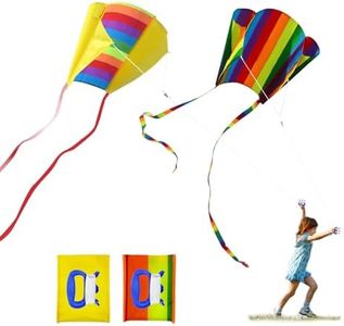 TSHAOUN 2 Piezas Cometas de Colores para Niños y Niñas Arcoíris Cometa con Cuerda de Cometa y Asa, Cometa para Deportes al Aire Libre de Verano en Parque de la Playa, Fácil de Montar (Colores)