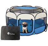 Floving Portable dog fence Foldable Pet playpen Delivery Room Cat enclosure Cat Pregnant Closed Pet Tent Dog Breeding Delivery Box with carrybag (L, Blue)