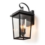 OUPAVOCS Large Outdoor Wall Sconce, Black Exterior Light Fixtures Wall Mount, Waterproof Outside Porch/Patio Lights for House, Wall Lantern with Seeded Glass, Perfect for Garage, Entryway