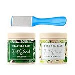 CalmGenix Coconut Foot Scrub and Ginger & Lime Foot Scrub Set with Foot File | Exfoliating Foot Scrub Feet Care Gift Set | Foot Spa Kit | Pampering Pedicure Foot Pamper Gift Set for Women and Men