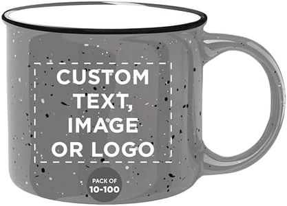 DISCOUNT PROMOS Custom Ceramic Campfire Coffee Mugs 13 oz. Set of 100, Personalized Bulk Pack - Perfect for Tea, Espresso, Cappuccino, Hot Cocoa - Grey