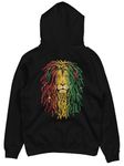 fanideaz Lion Printed Full Sleeve Hoodie for Men Regular Fit Cotton Blend Hooded Neck_Black_Medium