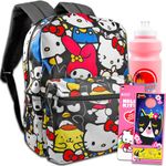 Hello Kitty and Friends Backpack for School - Bundle with 16” Hello Kitty School Backpack with Front Pocket Plus Hello Kitty Stickers, Water Bottle, More | Hello Kitty and Friends Backpack for Girls,