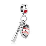 I Love Playing Baseball Sports Dangle Charms Jewelry Sale Cheap Beads Fit Pandora Bracelets