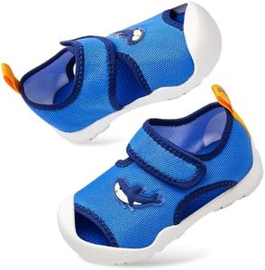 Balabala Toddler Boys Girls Sport Sandal, Kids Closed Toe Outdoor Water Sandals Non-Slip Lightweight Sandy Shore Walking Shoes Blue