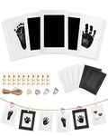 MOXTOYU Baby Handprint and Footprint Kit, 3 Ink Pads with 6 Imprint Cards, Safe Clean-Touch Pad for Hands Feet, Pet Paw Print 4 Cute Clips, Perfect Newborn Gift, White + Black