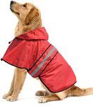 Ezierfy Reflective Dog Raincoat - Adjustable Hooded Pet Rain Coat Jacket, Waterproof Dog Slicker Poncho for Small to X- Large Dogs and Puppies (Red, X-Large)