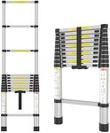 Oppsbuy 3.2m Telescopic Aluminium Ladder Alloy Extension Extendable Steps Multi Portable Sliver