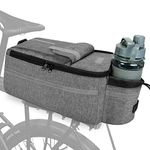 Vuudh Bike Rear Pannier Bag - Insulated Trunk Cooler Bags, Cycling Bicycle Rear Rack Bike Backseat Storage Waterproof Cargo Luggage Saddle Shoulder Bag (Grey）