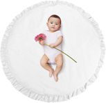 CottonFry Baby Cotton Play Mat Soft Crawling Mat Detachable Washable Game Blanket Floor Playmats Kids Infant Child Activity Round Rug (White, 30" Round)