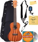 Kala KA-15C Satin Mahogany Concert Ukulele Bundle with Hard Case, Tuner, Strap, Strings, Austin Bazaar Instructional DVD, and Polishing Cloth