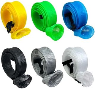 Meanhoo 6 Pcs Rod Sleeves for Fishing Poles – Braided Mesh Fishing Rod Covers for Spinning, Casting, and Fly, Elastic Lanyard, Durable and Travel-Friendly