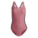 adidas Women's 3S CB Suit Swimsuit, Pink strata/Shadow Navy/Blue Dawn, 10/32 (UK)