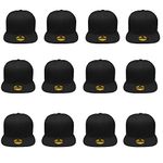 Gelante Plain Blank Flat Brim Adjustable Snapback Baseball Caps Wholesale LOT 12 Pack, Black, One Size