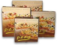 FR Enterprises Pizza Boxes - Lightweight Food Boxes - Printed Orange Pizza Style Postal Boxes with Rear Vent Hole - Easy to Transport (12inch - 100pcs Printed Pizza Boxes)