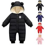 Haokaini Unisex Baby Snowsuit Hooded Jumpsuit Winter Coat Long Sleeve Romper Clothes Thick Jacket Outwear for Toddler Boy Girl Black